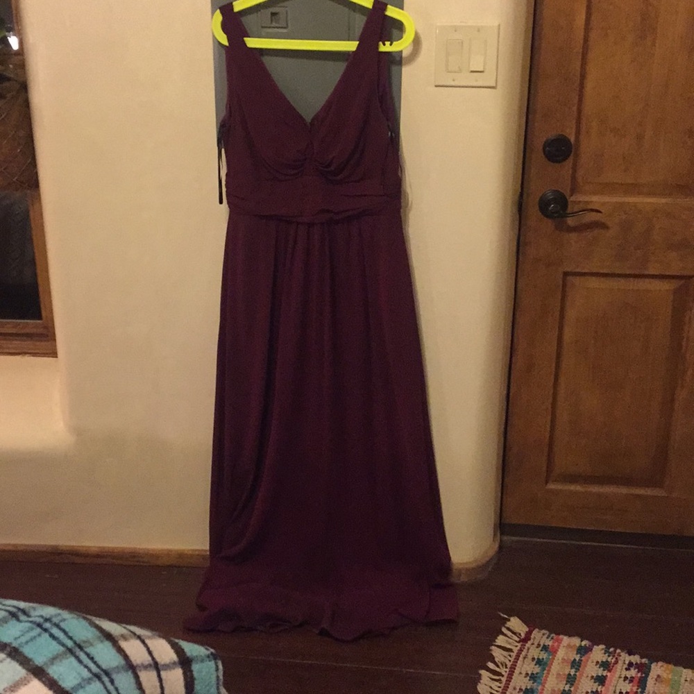 Lulus V-neck chiffon Burgundy Bridesmaids Dress